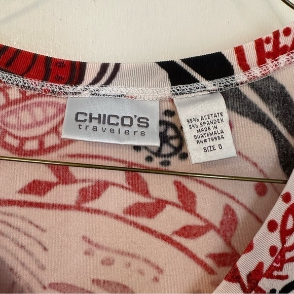 Chico’s Traveler Dhort Floral Short Sleeve Stretchy Top Spandex Vibrant Size S - Picture 5 of 6